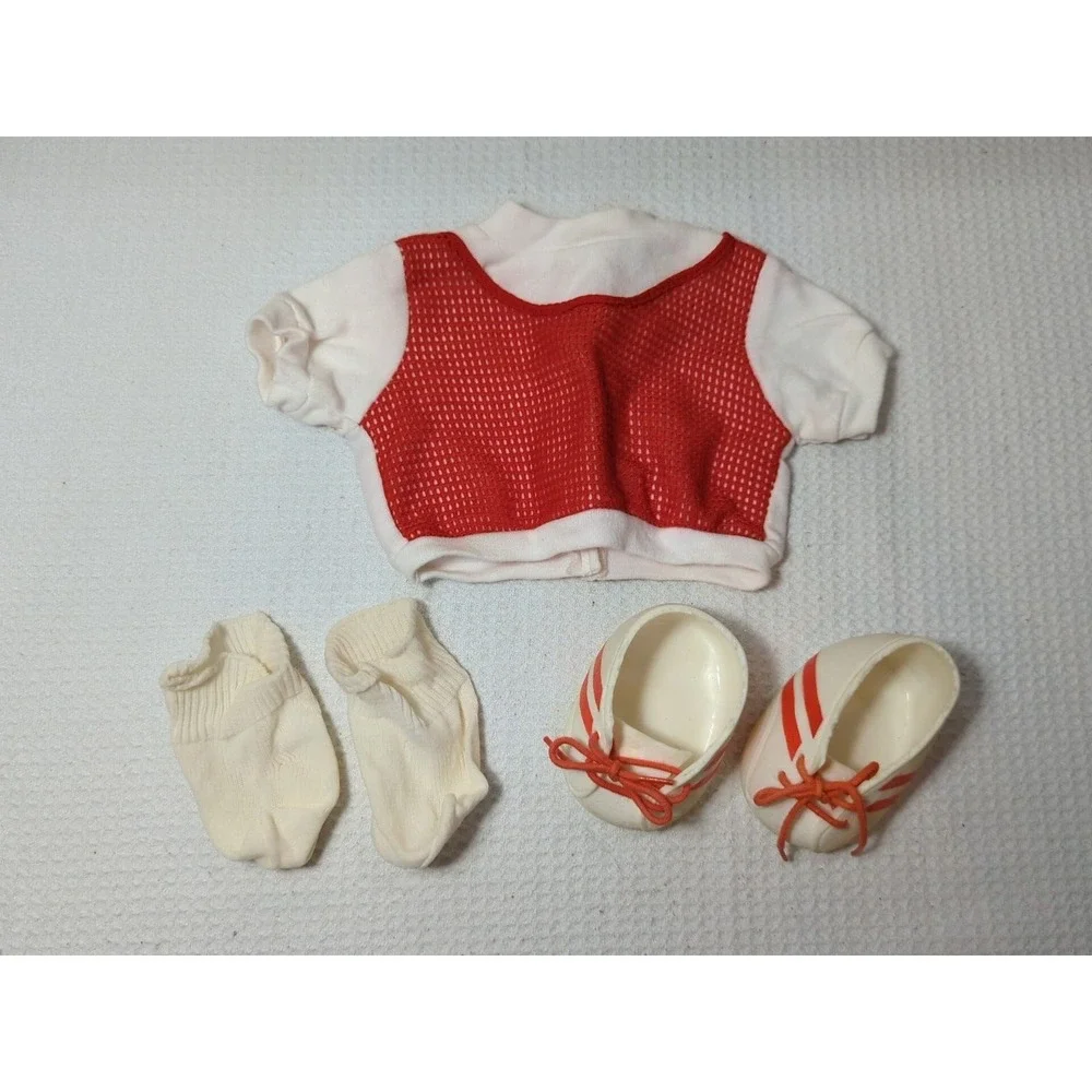 CPK cabbage patch kids Vintage Doll Shoes red stripes mesh shirt socks FLAWS